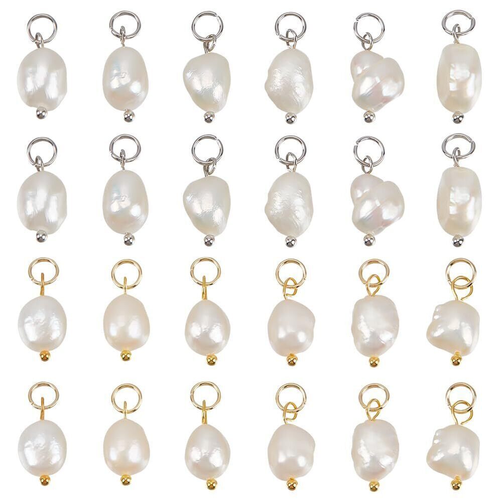 8185 40Pcs 2 Colors Freshwater Pearl Charms Natural Cultured Baroque
